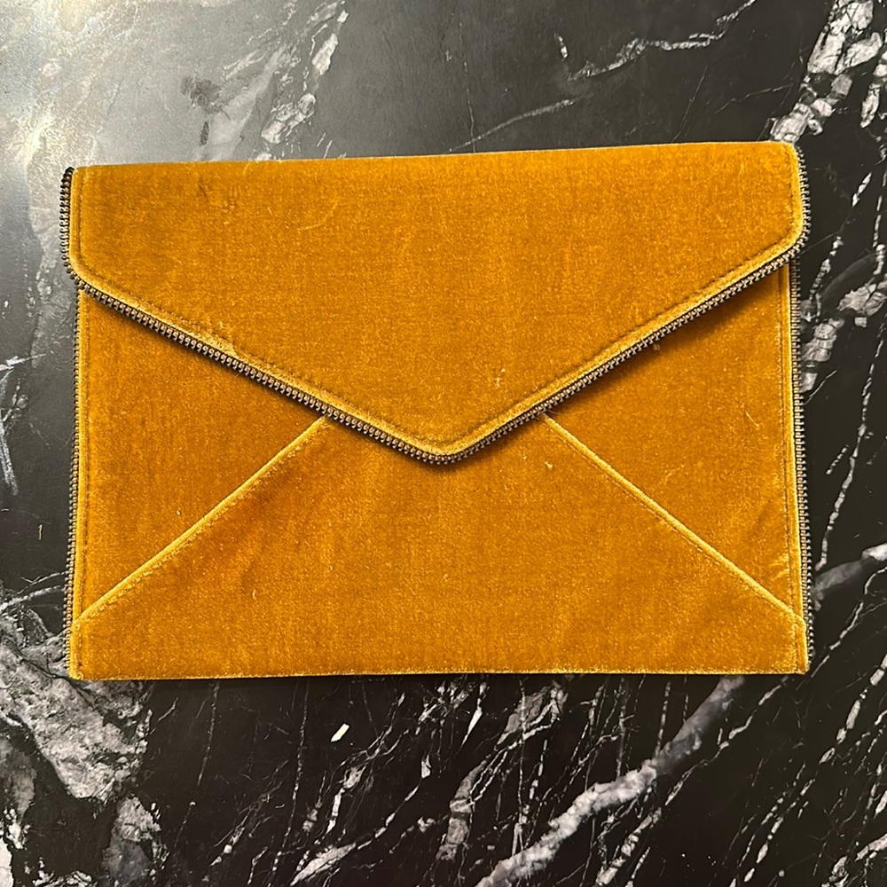 Rebecca Minkoff Velvet Leo Clutch in Gold